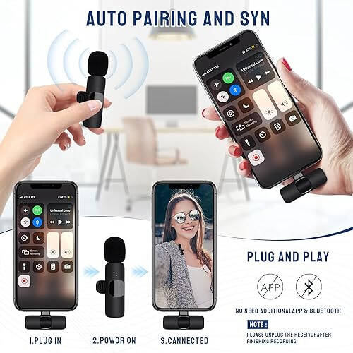 Nartoup Wireless Microphone for iPhone, 2 Pack Professional Dual Lavalier Microphone for Video Recording, Live Streaming, YouTube, Facebook, TikTok, Vlog, Presentation - 3