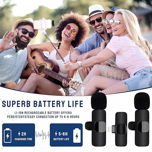 Nartoup Wireless Microphone for iPhone, 2 Pack Professional Dual Lavalier Microphone for Video Recording, Live Streaming, YouTube, Facebook, TikTok, Vlog, Presentation - 6