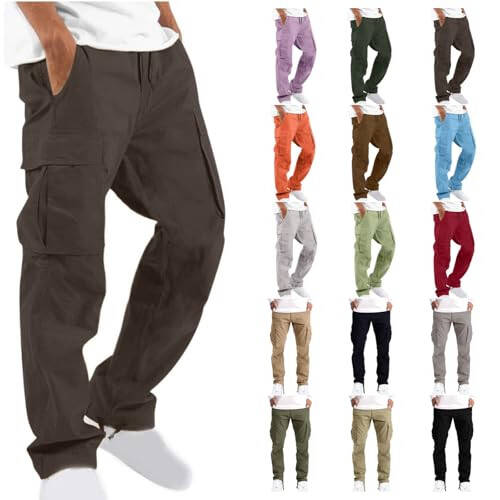 Narveanno Men's Cargo Pants Trendy Athletic Pants Casual Hiking Jogger Pants Lightweight Outdoor Working Pants - 5