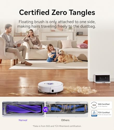 NARWAL Freo X Plus Robot Vacuum and Mop, 7-Week Dust Storage, Zero Tangles, 7800Pa Suction, Mopping, Tri-Laser Obstacle Avoidance, LiDAR Navigation, Multi-Floor Mapping, Works with Alexa, App Control - 3