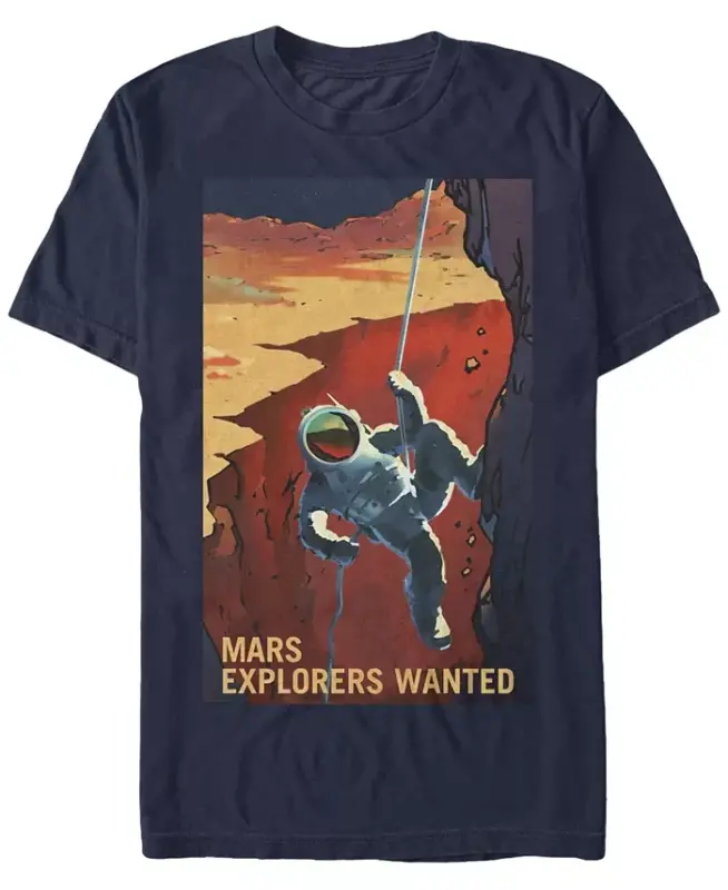 NASA Men's Mars Explores Wanted Short Sleeve T-Shirt-Navy - FIFTH SUN