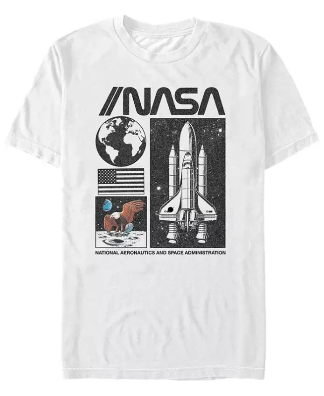 NASA Men's National Aeronautics and Space Administration Short Sleeve T- shirt - White - 1