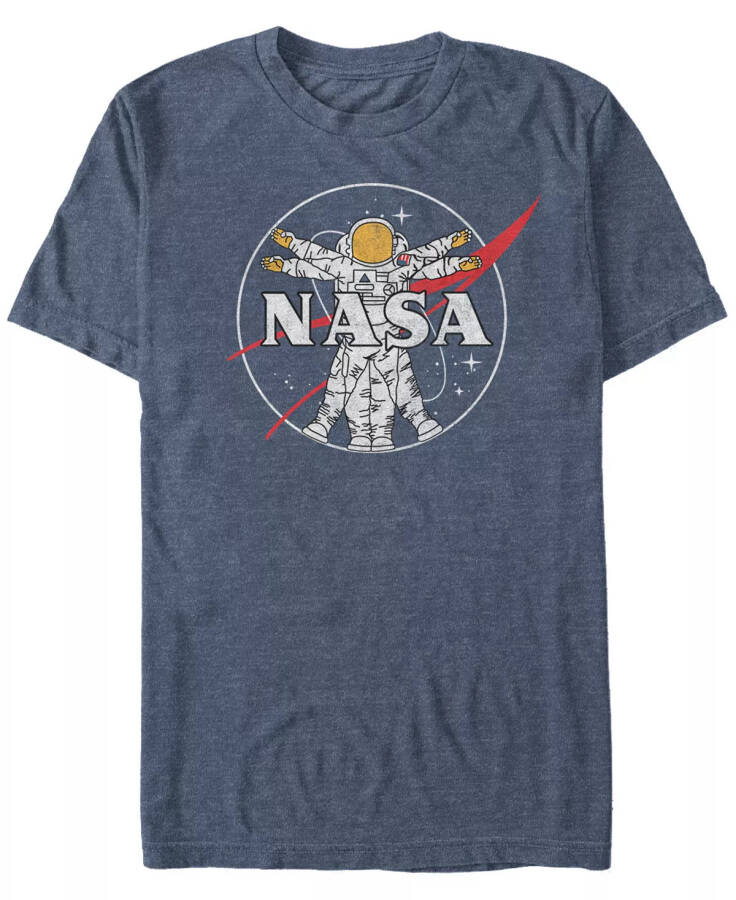 NASA Men's Astronaut Logo Short Sleeve T-Shirt Navy Heath - 1