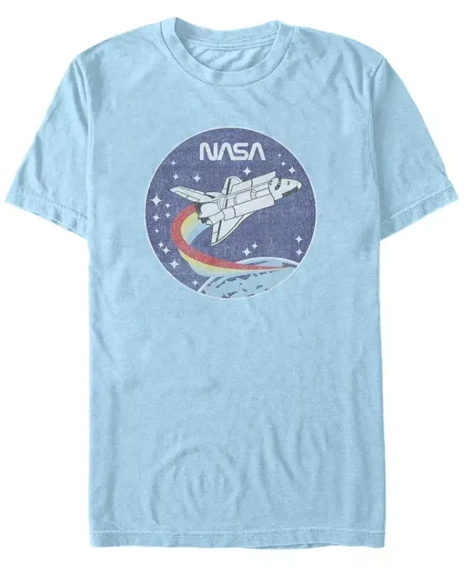 NASA Men's Cloud Burst Logo Short Sleeve T-Shirt-Light Blue - FIFTH SUN