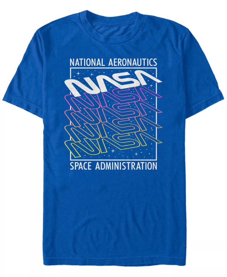 NASA Men's Neon Colors Space Administration Short Sleeve T-shirt Royal - 1