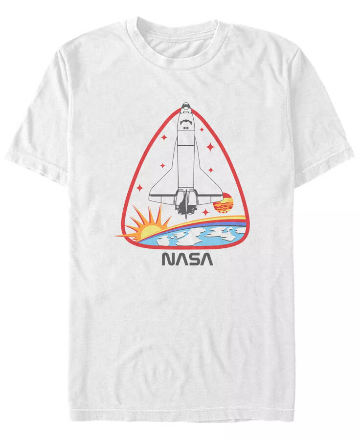 NASA Men's Rocket Ship Badge Short Sleeve T-shirt White - 1