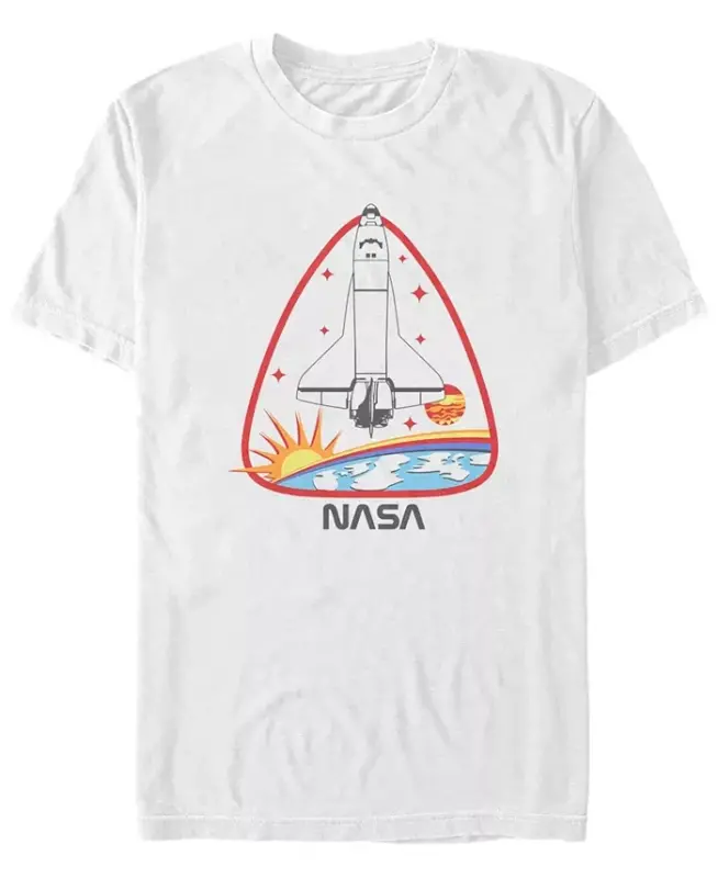 NASA Men's Rocket Ship Badge Short Sleeve T-shirt-White - 1