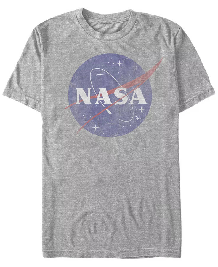 NASA Men's Vintage-Like Faded Logo Short Sleeve T-Shirts Athletic H - 1