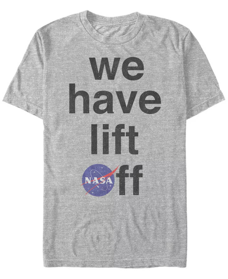 NASA Men's We Have Life Off Logo Short Sleeve T-Shirt Athletic H - 1