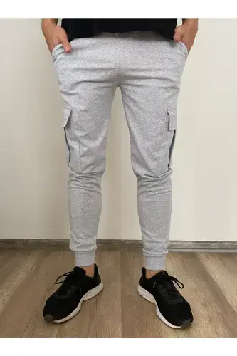 Nasa Printed Elastic Hem Cargo Pocket Sweatpants-gray - 2