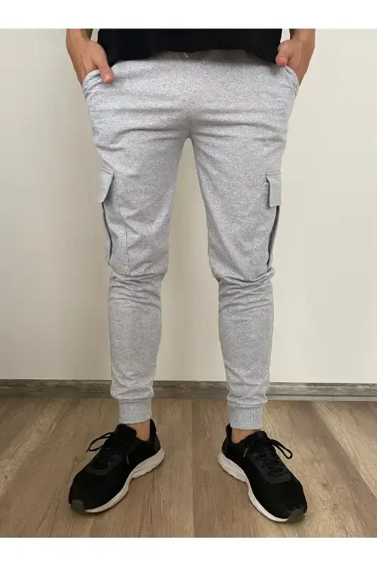 Nasa Printed Elastic Hem Cargo Pocket Sweatpants-gray - 2