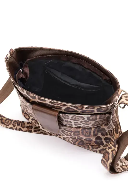 Настоящая кожа Crossbody Leopard почтальонская сумка-Леопард - 4
