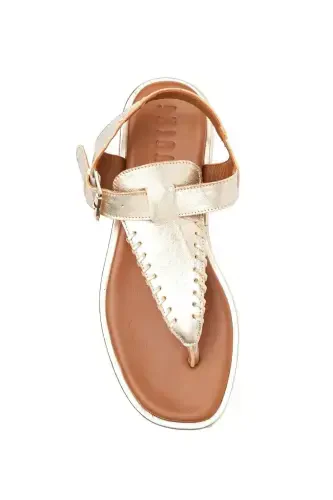 Настоящая кожа, коричневый цвет, на щиколотке, женские летние сандалии. - 5