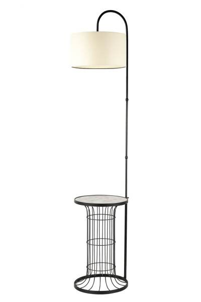 Настольная лампа Cemre из черного мрамора с деревянной основой и кремовым абажуром - BEGÜSA