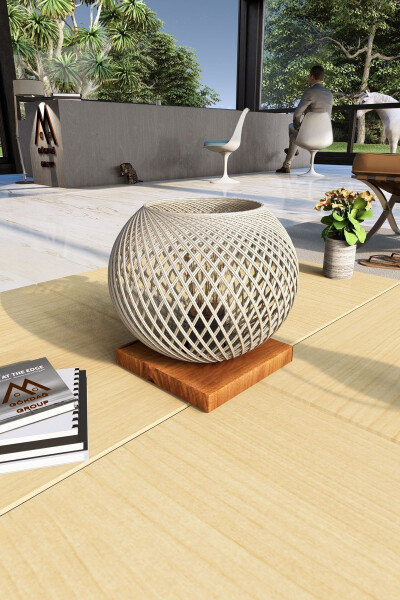 Настольная лампа с абажуром из натурального дерева, кремовый абажур - GÖKDAĞ GROUP G G