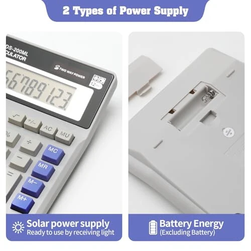 Настольный калькулятор Большой ЖК-дисплей 12-значный Большой номер, Крупные клавиши Стандартный калькулятор для офиса Бизнес Домашний - 3