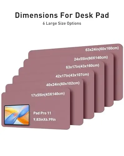 Настольный коврик из искусственной кожи Aothia – Большой коврик для мыши, Нескользящая накладка из PU-кожи, Водонепроницаемая рабочая поверхность для офиса и дома (Темно-розовый, 63