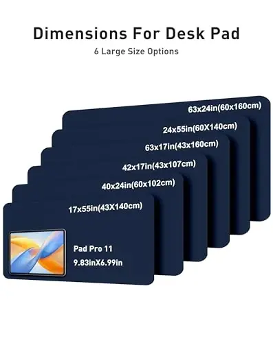 Настольный коврик из искусственной кожи Aothia — большой коврик для мыши, нескользящая подкладка из PU-кожи, водонепроницаемая поверхность для офиса и дома (Темно-синий, 63