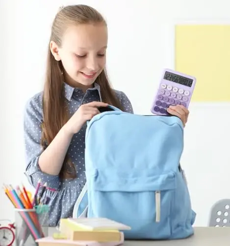 Настольный милый фиолетовый калькулятор с большими кнопками, настольные калькуляторы, 12-разрядный с большим ЖК-дисплеем, базовый стандартный калькулятор, эстетичные калькуляторы с механическими переключателями, канцелярские товары для дома и школы - 7