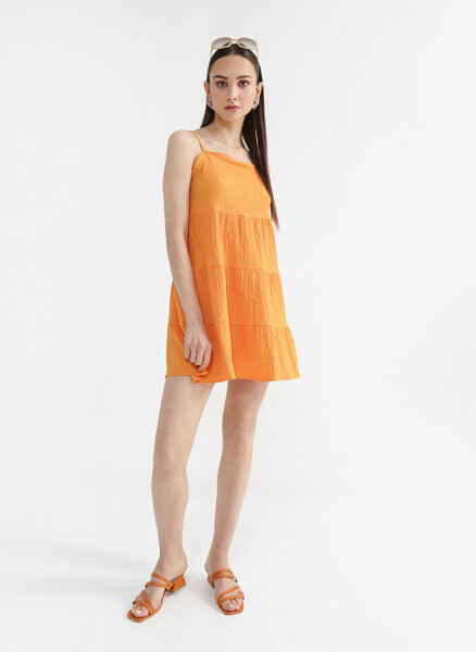 NASU Orange Square Neck Mini Wide Fit Armoured House Dress - 3