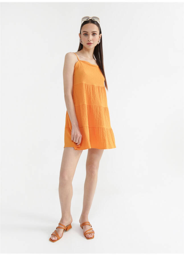 NASU Orange Square Neck Mini Wide Fit Armoured House Dress - 8