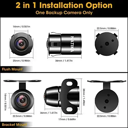 NATIKA Backup/Front/Side View Camera: No Distortion Effect Starlight Night Vision HD Metal Flush or Surface Mount CVBS | AHD Reverse Rear View Backup Camera for Cars Pickup Trucks SUVs RVs Vans - 6