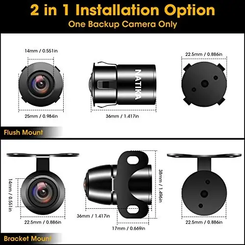 NATIKA Backup/Front/Side View Camera: No Distortion Effect Starlight Night Vision HD Metal Flush or Surface Mount 720P AHD and TVI Reverse Rear View Backup Camera for Cars Pickup Trucks SUVs RVs Vans - 6