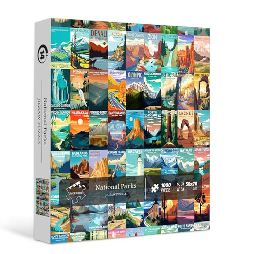 National Parks Puzzle for Adults 1000 Pieces, Travel Poster Landscape Puzzle Including Zion Yellowstone Yosemite, Nature Jigsaw Puzzles Scenery Mountain Scene - 7