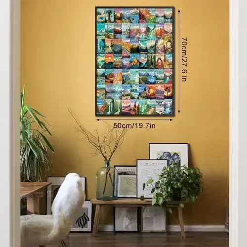 National Parks Puzzle for Adults 1000 Pieces, Travel Poster Landscape Puzzle Including Zion Yellowstone Yosemite, Nature Jigsaw Puzzles Scenery Mountain Scene - 1