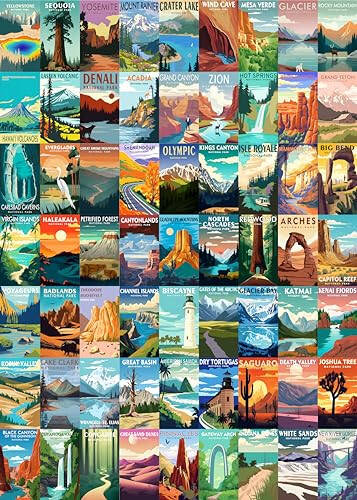 National Parks Puzzle for Adults 1000 Pieces, Travel Poster Landscape Puzzle Including Zion Yellowstone Yosemite, Nature Jigsaw Puzzles Scenery Mountain Scene - 1