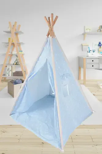 Native American Children's Play Tent House Play Tent-Blue - 1