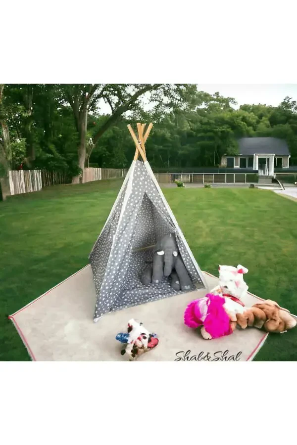 Native American Children's Play Tent with Cushions - 1