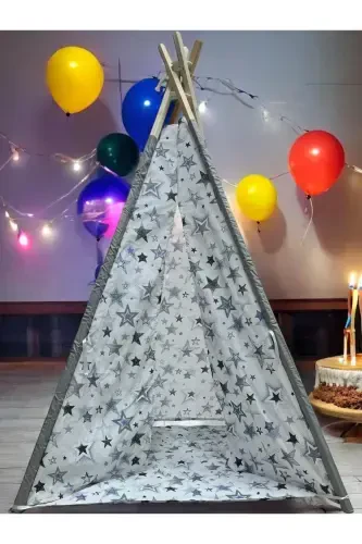 Native American Play Tent Blue Gray Starry-bluegraystarry - 1