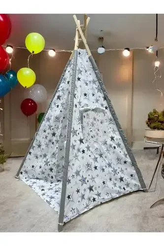 Native American Play Tent Blue Gray Starry-bluegraystarry - Modazone (1)