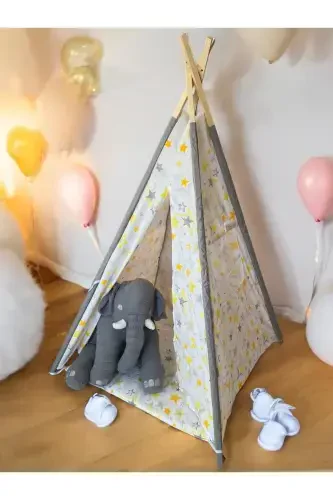 Native American Play Tent cream Organic Cotton Fabric-Ecru - BIBEBE (1)