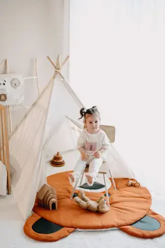 - Native American Play Tent + Play Mat (Playhouse + Play Mat) GRIZZLY BEAR-CINNAMON - 1