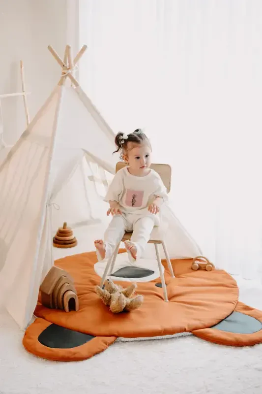 - Native American Play Tent + Play Mat (Playhouse + Play Mat) GRIZZLY BEAR-CINNAMON - 3