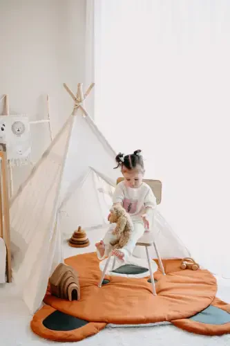 - Native American Play Tent + Play Mat (Playhouse + Play Mat) GRIZZLY BEAR-CINNAMON - 6