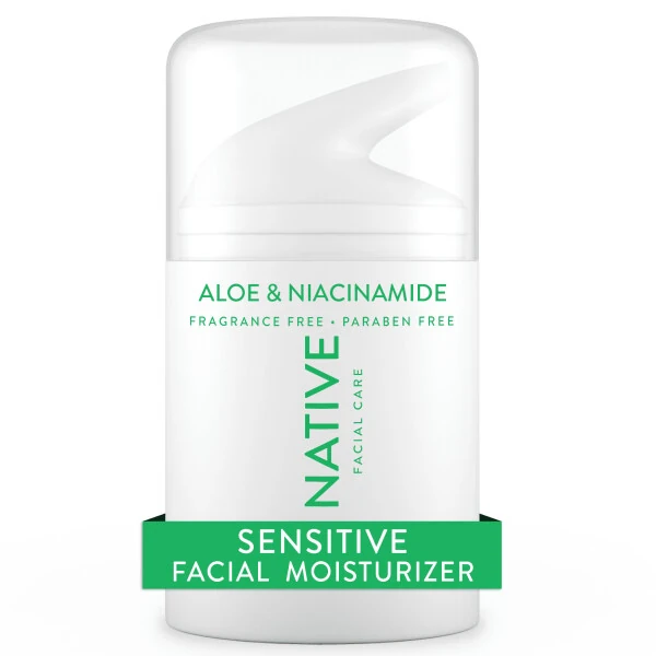 Native Facial Moisturizer for Sensitive Skin with Aloe and Niacinamide, Unscented, 1.7 oz - NATIVE