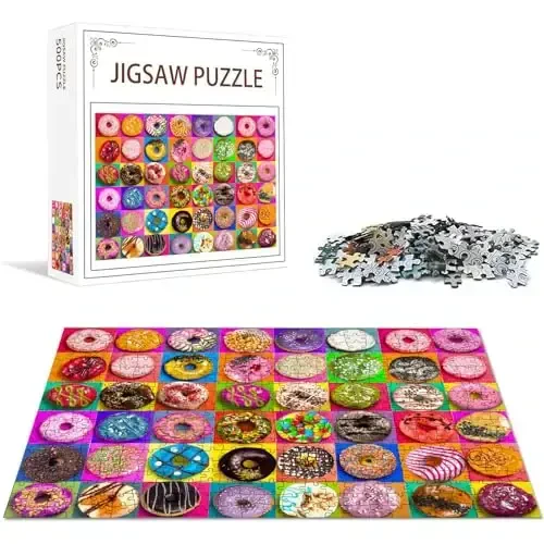 Nattork Jigsaw Puzzles 500 Pieces for Adults, Families (Donuts) Pieces Fit Together Perfectly - 5