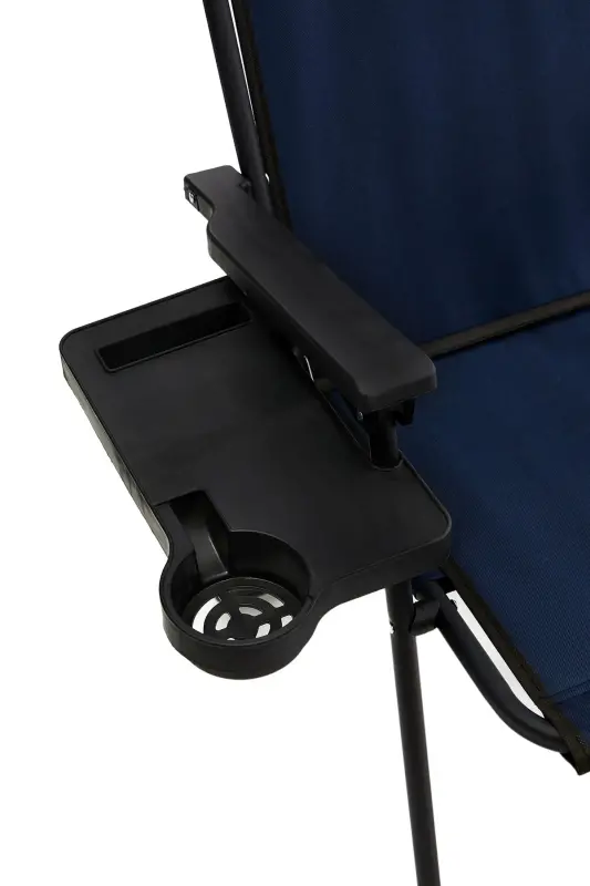 Natura 2 Adet Kamp Sandalyesi Katlanır Piknik Sandalye Dikdörtgen Bardaklıklı Lacivert-Lacivert - 5