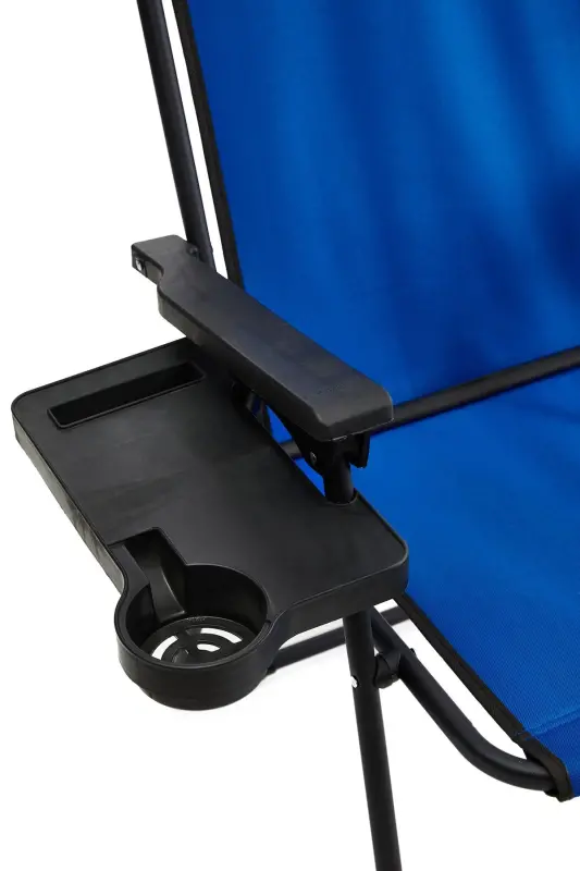 Natura 2 Pcs Camping Chair Foldable Picnic Chair Rectangular with Cup Holder Blue-Blue - 5