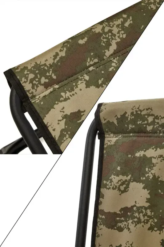 Natura 2 Pcs Camping Chair Foldable Picnic Chair Rectangular with Cup Holder Camouflage-Camouflage - 3
