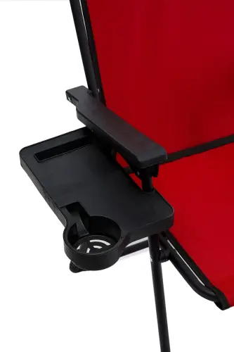 Natura 2 Pcs Camping Chair Foldable Picnic Chair Rectangular with Cupholders Red-Red - 14