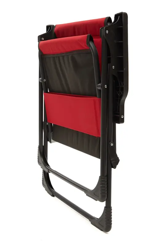 Natura 2 Pcs Camping Chair Foldable Picnic Chair Rectangular with Cupholders Red-Red - 8