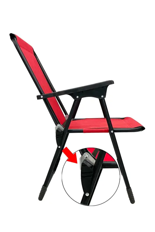 Natura 2 Pcs Camping Chair Foldable Picnic Chair Rectangular with Cupholders Red-Red - 3