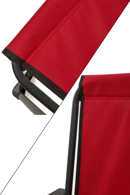 Natura 2 Pcs Camping Chair Foldable Picnic Chair Rectangular with Cupholders Red-Red - 4