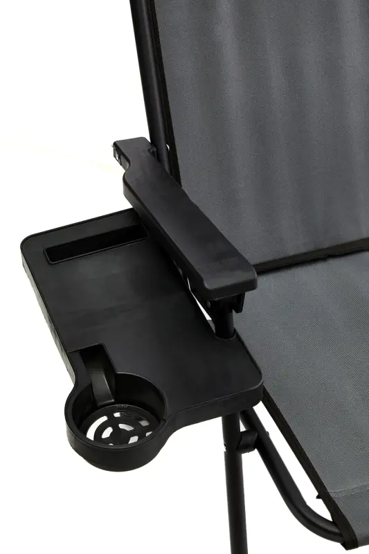 Natura 3 Adet Kamp Sandalyesi Katlanır Piknik Sandalye Dikdörtgen Bardaklıklı Gri-Gri - 6