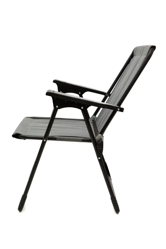 Natura 3 Adet Kamp Sandalyesi Katlanır Piknik Sandalye Dikdörtgen Bardaklıklı Gri-Gri - 3