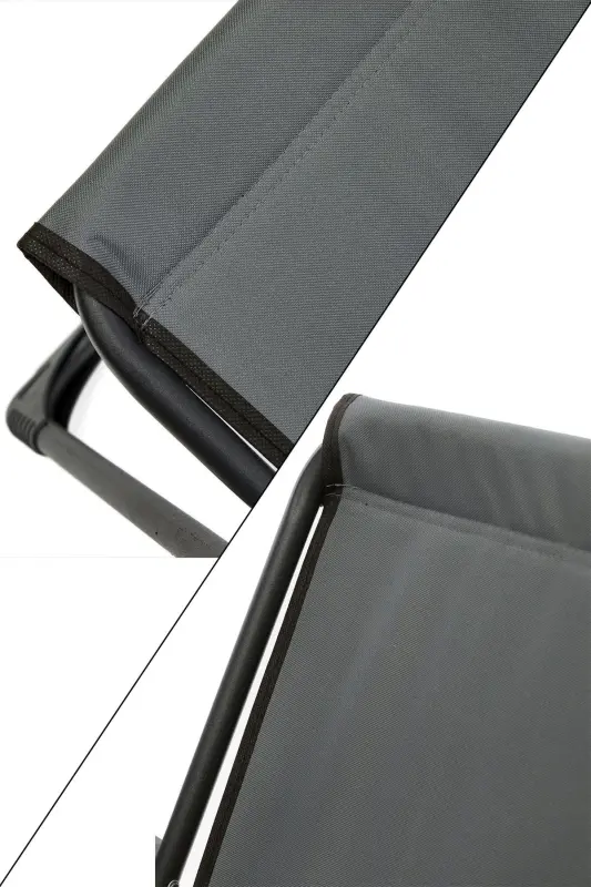 Natura 3 Adet Kamp Sandalyesi Katlanır Piknik Sandalye Dikdörtgen Bardaklıklı Gri-Gri - 4